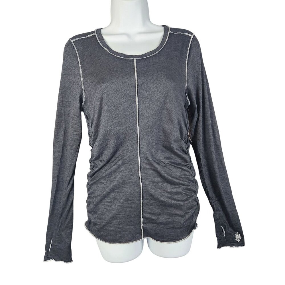 FP Movement x Hatch Right On Run Ruched Gray Long Sleeve Top Size Medium
